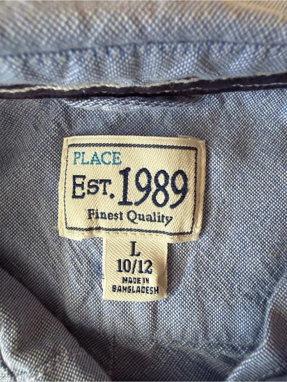 The Children’s Place Blue Oxford Button Down Shirt Boys Size L 10/12